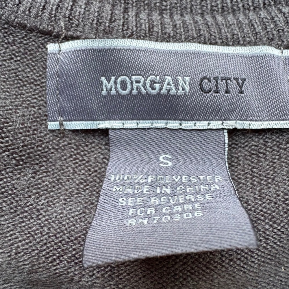 Morgan City Mens V-Neck Sweater Lot of 3 Black Blue Grey Size S 100% Polyester - Picture 3 of 4